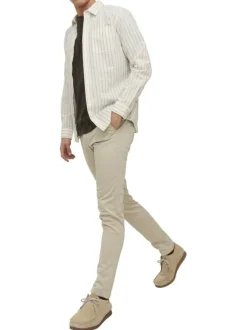 Pantalon chino sable uni en coton avec une coupe slim et 4 poches