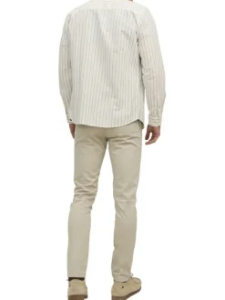 Pantalon chino sable uni en coton avec une coupe slim et 4 poches