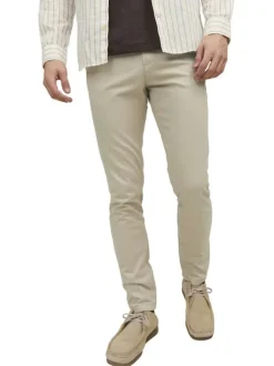 Pantalon chino sable uni en coton avec une coupe slim et 4 poches