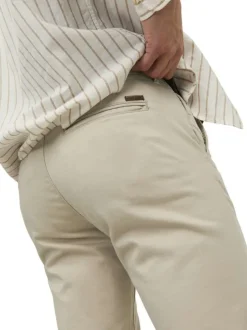 Pantalon chino sable uni en coton avec une coupe slim et 4 poches