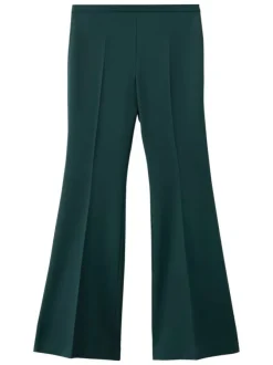 Pantalon Chino sapin pourvu d'une coupe flare et d'une taille élastiquée