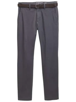 Pantalon Chino Soft en coton gris avec fermeture à glissière