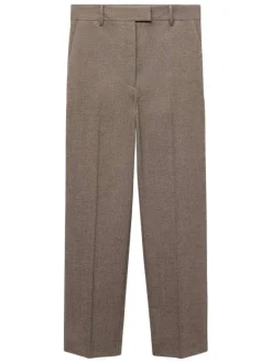Pantalon chino taupe à motif chevronné avec une coupe droite