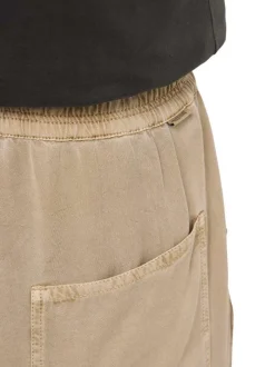 Pantalon chino taupe uni pourvu d'une coupe bootcut et d'une taille élastiquée