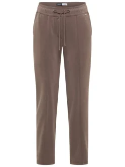 Pantalon chino taupe uni pourvu d'une coupe slim et d'une taille intermédiaire