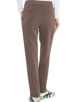Pantalon chino taupe uni pourvu d'une coupe slim et d'une taille intermédiaire