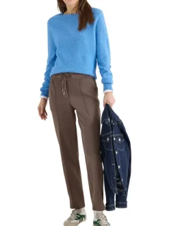 Pantalon chino taupe uni pourvu d'une coupe slim et d'une taille intermédiaire