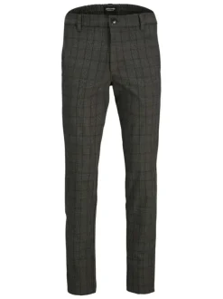 Pantalon chino Toile anthracite imprimé prince de galle avec une coupe slim