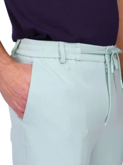 Pantalon chino vert d'eau uni avec une coupe ajustée à zip et à bouton