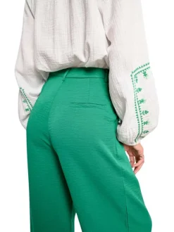 Pantalon chino vert uni avec une coupe bootcut et des passants