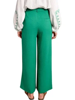 Pantalon chino vert uni avec une coupe bootcut et des passants