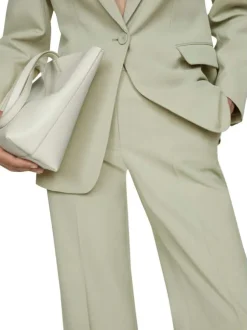 Pantalon Chino vert uni avec une coupe bootcut et zippé boutonné à la taille