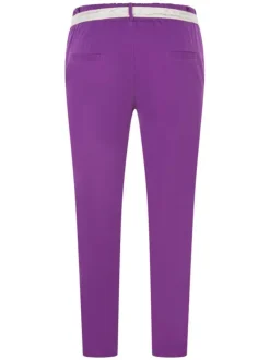 Pantalon Chino violet en coton uni coupe carotte avec taille élastiquée