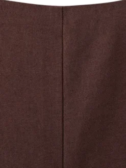 Pantalon chocolat uni pourvu d'une coupe droite et d'une taile haute