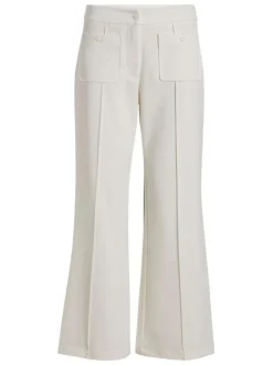 Pantalon écru uni avec une coupe bootcut et 2 poches à l'avant