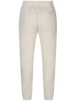 Pantalon écru uni avec une coupe droite avec une taille élastiquée