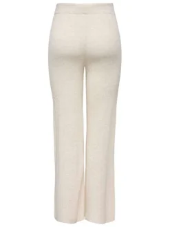 Pantalon écru uni pourvu d'une coupe bootcut et d'une taille élastiquée