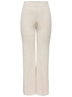 Pantalon écru uni pourvu d'une coupe bootcut et d'une taille élastiquée