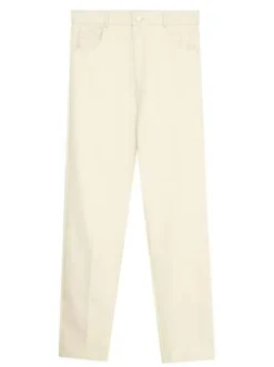 Pantalon DAREN écru en coton uni coupe droite