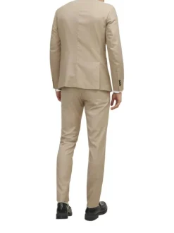 Pantalon de costume en laine mélangée beige avec une coupe slim fit