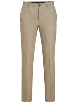 Pantalon de costume en laine mélangée beige avec une coupe slim fit