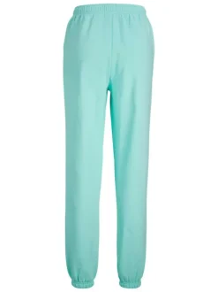 Pantalon de jogging Abbie en coton mélangé turquoise avec logo floqué sur la gauche