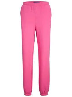 Pantalon de jogging Abbie rose en coton mélangé avec logo floqué ton sur ton