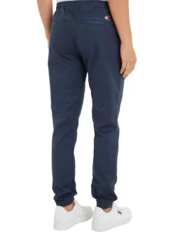 Pantalon de jogging en coton biologique bleu marine uni à coupe slim