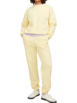 Pantalon de jogging en coton mélangé jaune avec coupe relaxed fit et 2 poches