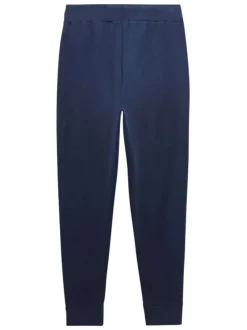 Pantalon de jogging en coton mélangé marine avec une coupe slim et 2 poches
