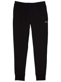 Pantalon de jogging en coton noir coupe slim avec liens de serrage à la taille et logo brodé