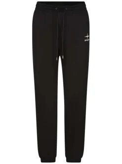 Pantalon de jogging en coton noir uni à coupe ajustée et à taille élastiquée