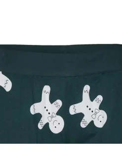 Pantalon de jogging en coton vert sapin à motifs bonhommes blancs et taille élastiquée