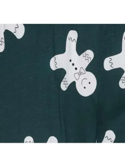 Pantalon de jogging en coton vert sapin à motifs bonhommes blancs et taille élastiquée