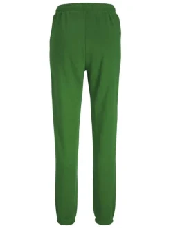 Pantalon de jogging en coton vert uni à coupe large et élastiqué aux chevilles