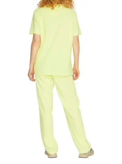 Pantalon de jogging jaune uni coupe évasée et taille élastiquée