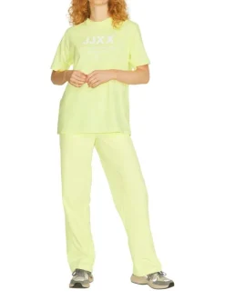 Pantalon de jogging jaune uni coupe évasée et taille élastiquée