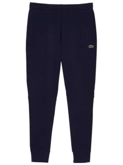 Pantalon de jogging marine en coton coupe slim avec logo brodé et liens de serrage à la taille