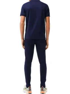 Pantalon de jogging marine en coton coupe slim avec logo brodé et liens de serrage à la taille