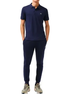 Pantalon de jogging marine en coton coupe slim avec logo brodé et liens de serrage à la taille