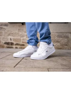 Pantalon de jogging marine en coton coupe slim avec logo brodé et liens de serrage à la taille