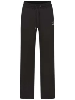Pantalon de jogging noir uni avec une coupe droite et un cordon de serrage