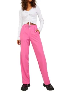 Pantalon de jogging Poppy rose avec ceinture élastiquée et coupe droite