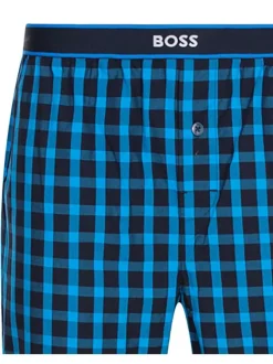 Pantalon de pyjama bleu en coton à carreaux coupe droite fluide