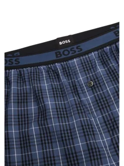 Pantalon de pyjama en coton bleu à carreaux avec une coupe droite