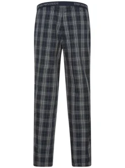 Pantalon de pyjama en coton marine à carreaux avec une coupe fermée