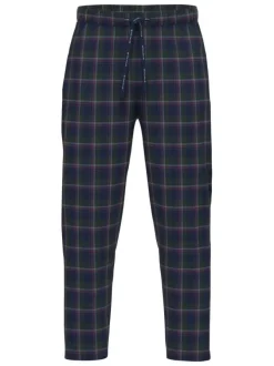 Pantalon de pyjama en coton marine coupe ample avec un cordon de serrage
