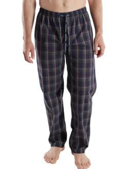 Pantalon de pyjama en coton marine coupe ample avec un cordon de serrage