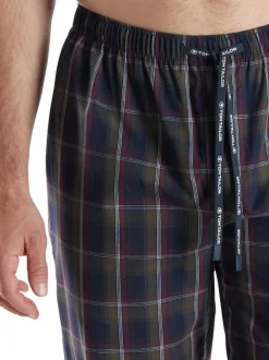 Pantalon de pyjama en coton marine coupe ample avec un cordon de serrage