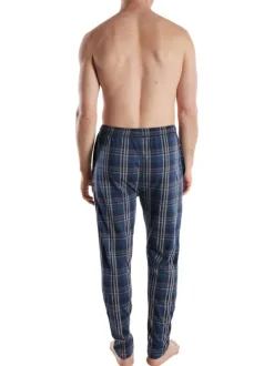 Pantalon de pyjama en coton marine coupe droite et taille élastiquée